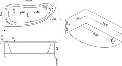 Bas Акриловая ванна Алегра 150x90 L с гидромассажем – фотография-4